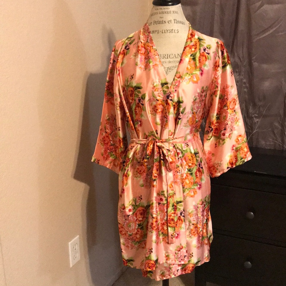 Pink floral robe